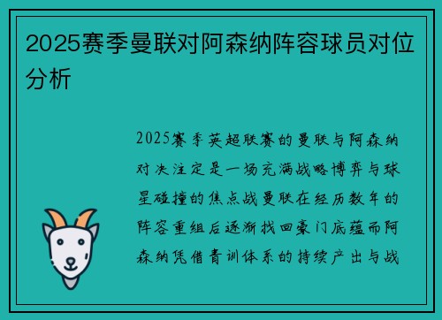 2025赛季曼联对阿森纳阵容球员对位分析